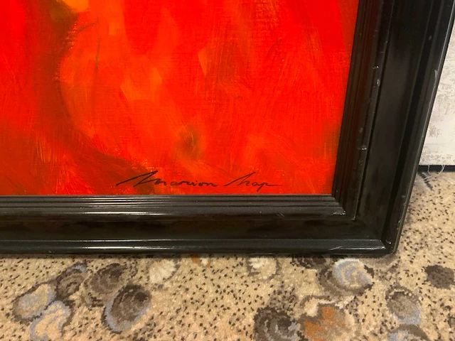 Schilderij dames in rode jurk - afbeelding 2 van  4