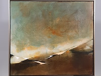 Schilderij, e. scheffer, blauw landschap ii - afbeelding 1 van  7