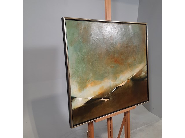 Schilderij, e. scheffer, blauw landschap ii - afbeelding 2 van  7