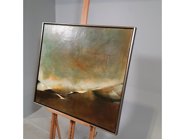 Schilderij, e. scheffer, blauw landschap ii - afbeelding 3 van  7