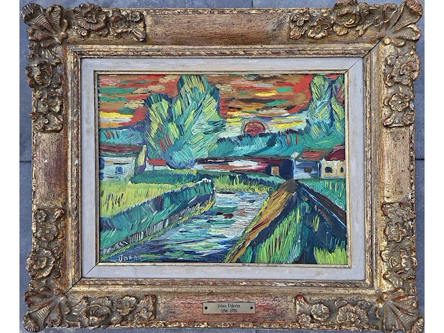 Schilderij, expressionisme, "johan", +/- 1930 - afbeelding 1 van  5
