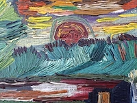Schilderij, expressionisme, "johan", +/- 1930 - afbeelding 4 van  5