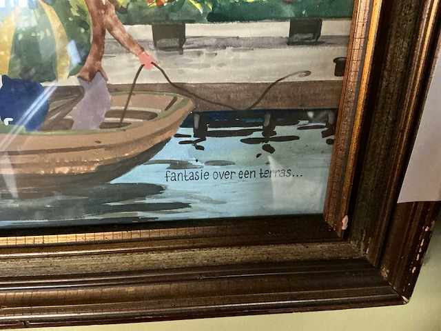 Schilderij, fantasie over een terras - afbeelding 2 van  3