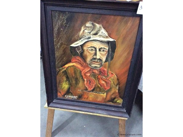 Schilderij getekend op paneel - afbeelding 1 van  2