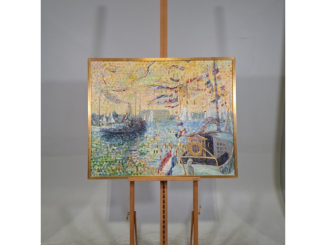Schilderij, h. van vught, oosterdok, 1982 - afbeelding 1 van  6