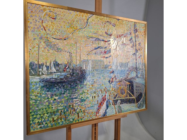 Schilderij, h. van vught, oosterdok, 1982 - afbeelding 4 van  6