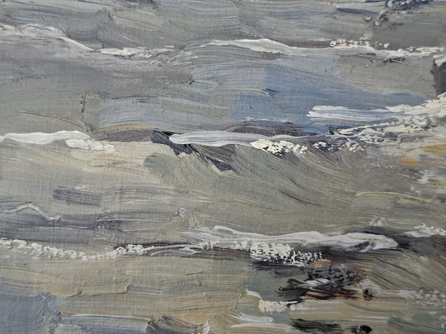 Schilderij, haagse school, mogelijk h.w. mesdag (1831–1915) – zeegezicht met zeilboten, 19e eeuw - afbeelding 5 van  9