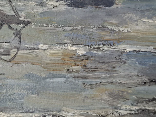 Schilderij, haagse school, mogelijk h.w. mesdag (1831–1915) – zeegezicht met zeilboten, 19e eeuw - afbeelding 6 van  9