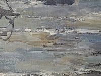 Schilderij, haagse school, mogelijk h.w. mesdag (1831–1915) – zeegezicht met zeilboten, 19e eeuw - afbeelding 6 van  9