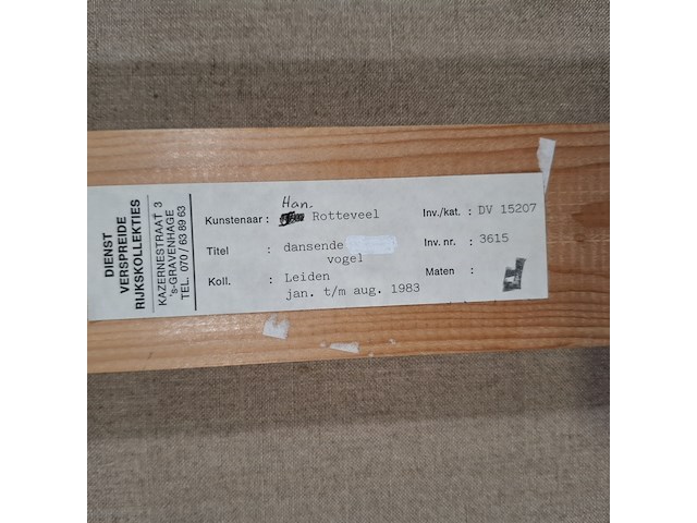 Schilderij, han rottevel, dansende vogel, 1983 - afbeelding 6 van  6