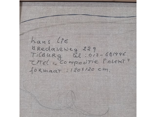 Schilderij, hans lie, compositie insekt, 1977 - afbeelding 8 van  8