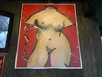 Schilderij herman brood “red torso” gemengde techniek op doek - afbeelding 3 van  6