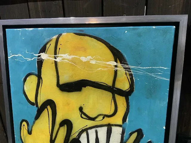 Schilderij herman brood ‘the scream’ gemengde techniek op doek - afbeelding 4 van  5