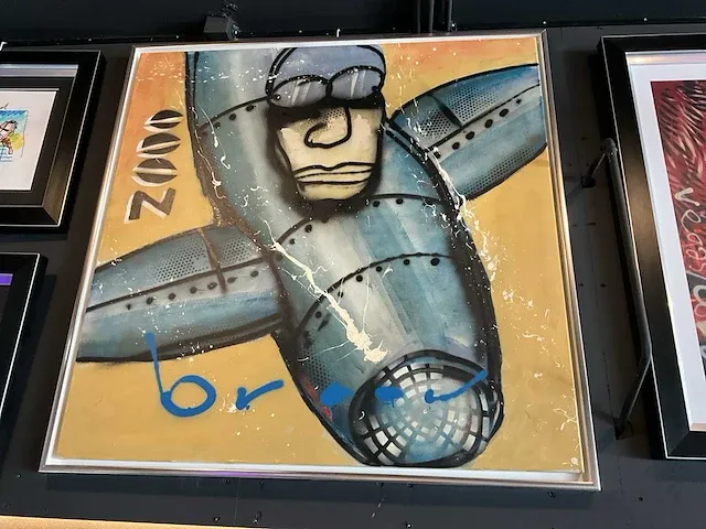 Schilderij herman brood “touchdown 2000” op gemengde techniek op doek - afbeelding 1 van  5