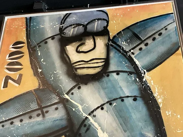 Schilderij herman brood “touchdown 2000” op gemengde techniek op doek - afbeelding 4 van  5