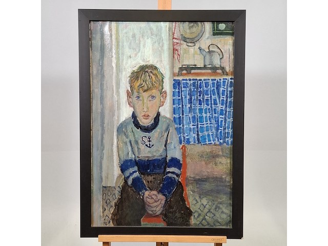Schilderij, j. burgerhout, jongetje, 1956 - afbeelding 1 van  9