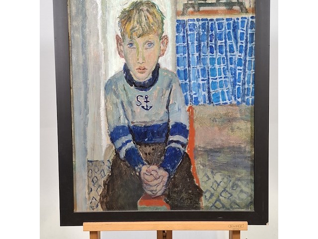 Schilderij, j. burgerhout, jongetje, 1956 - afbeelding 3 van  9