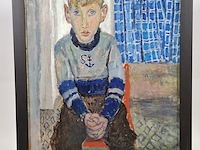 Schilderij, j. burgerhout, jongetje, 1956 - afbeelding 3 van  9