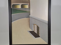 Schilderij, j. janssen, straathoek met rooster, 1961 - afbeelding 4 van  7