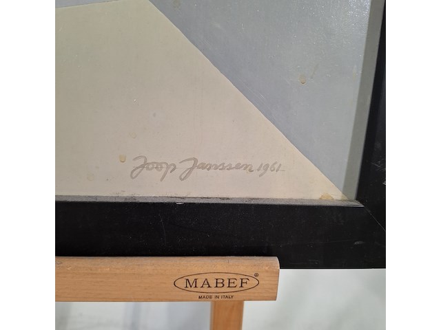 Schilderij, j. janssen, straathoek met rooster, 1961 - afbeelding 5 van  7