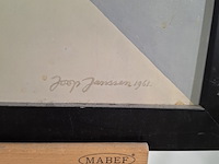 Schilderij, j. janssen, straathoek met rooster, 1961 - afbeelding 5 van  7