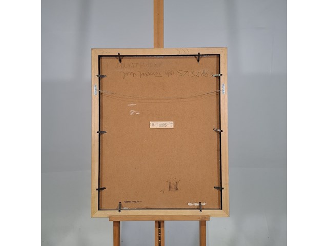 Schilderij, j. janssen, straathoek met rooster, 1961 - afbeelding 6 van  7