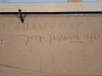 Schilderij, j. janssen, straathoek met rooster, 1961 - afbeelding 7 van  7