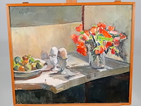 Schilderij, j. kokkelkoren, stilleven met eieren , 1981 - afbeelding 1 van  11