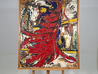 Schilderij, j. van dijk, dansend rood, 1961 - afbeelding 1 van  8