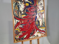 Schilderij, j. van dijk, dansend rood, 1961 - afbeelding 2 van  8