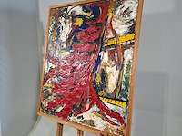 Schilderij, j. van dijk, dansend rood, 1961 - afbeelding 3 van  8