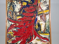 Schilderij, j. van dijk, dansend rood, 1961 - afbeelding 4 van  8