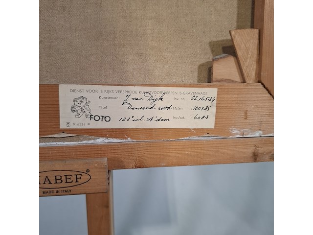 Schilderij, j. van dijk, dansend rood, 1961 - afbeelding 8 van  8