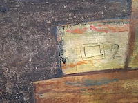 Schilderij, j.a. burgerhout, havenkant, 1957 - afbeelding 3 van  8