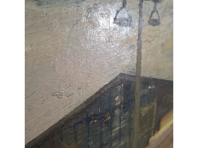 Schilderij, j.a. burgerhout, havenkant, 1957 - afbeelding 4 van  8