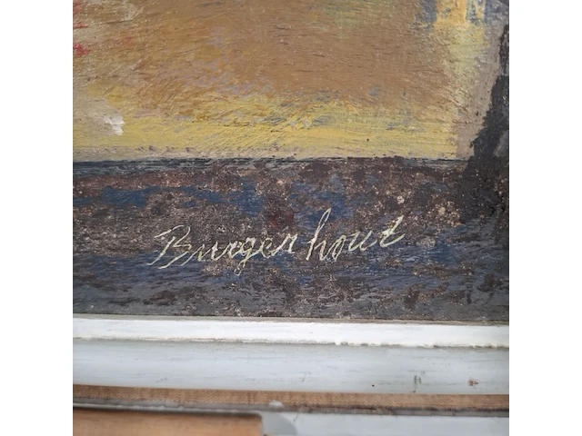 Schilderij, j.a. burgerhout, havenkant, 1957 - afbeelding 5 van  8
