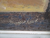 Schilderij, j.a. burgerhout, havenkant, 1957 - afbeelding 5 van  8