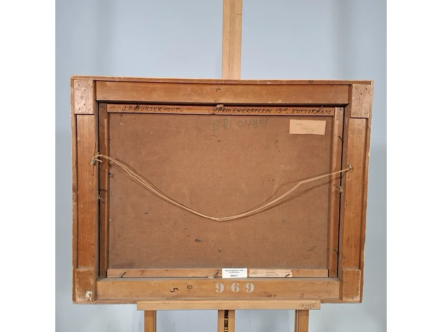 Schilderij, j.a. burgerhout, havenkant, 1957 - afbeelding 7 van  8