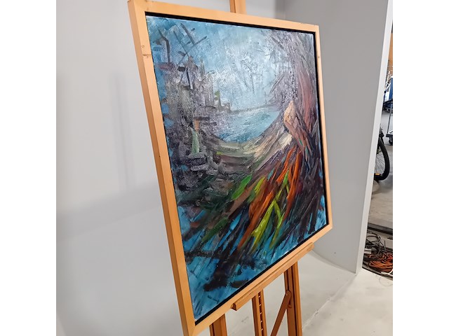 Schilderij, j.h. willemse, ochtend sloterplas, 1976 - afbeelding 2 van  7