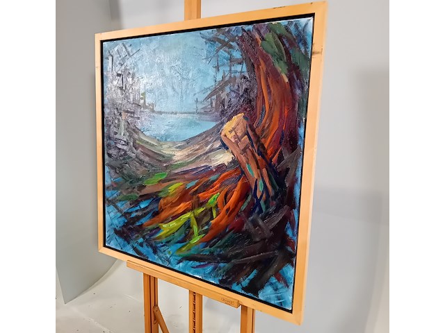 Schilderij, j.h. willemse, ochtend sloterplas, 1976 - afbeelding 3 van  7