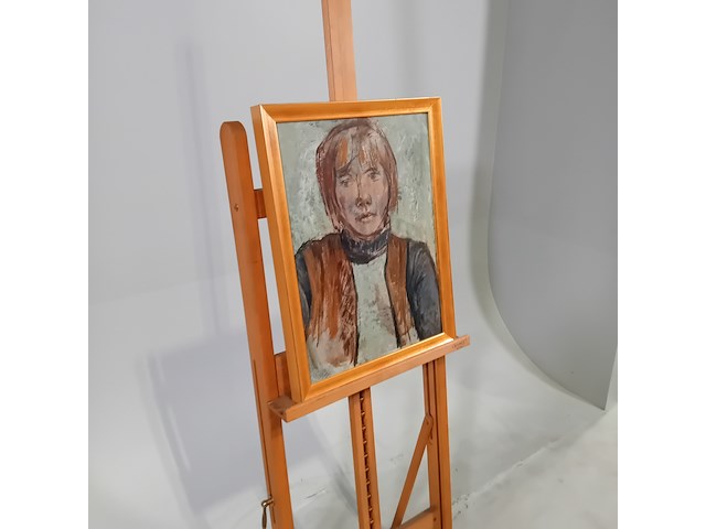 Schilderij, j.m.m. van santen, meisje met fanjack - afbeelding 2 van  7