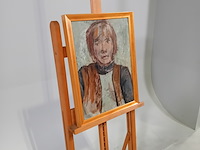 Schilderij, j.m.m. van santen, meisje met fanjack - afbeelding 2 van  7