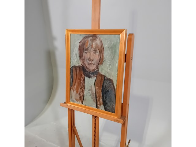 Schilderij, j.m.m. van santen, meisje met fanjack - afbeelding 3 van  7