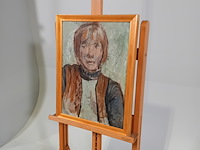 Schilderij, j.m.m. van santen, meisje met fanjack - afbeelding 3 van  7