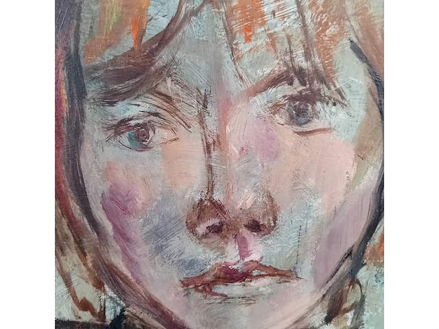 Schilderij, j.m.m. van santen, meisje met fanjack - afbeelding 4 van  7