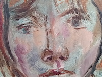 Schilderij, j.m.m. van santen, meisje met fanjack - afbeelding 4 van  7