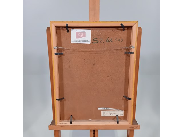 Schilderij, j.m.m. van santen, meisje met fanjack - afbeelding 6 van  7