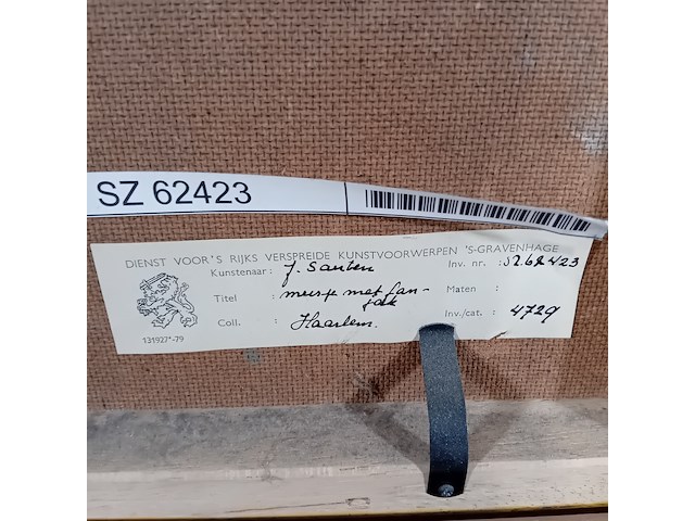 Schilderij, j.m.m. van santen, meisje met fanjack - afbeelding 7 van  7