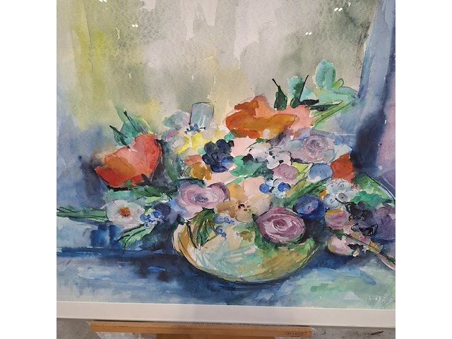 Schilderij, maya wildevuur (1944-2023), boeket, 1991, gemengde techniek - afbeelding 6 van  9