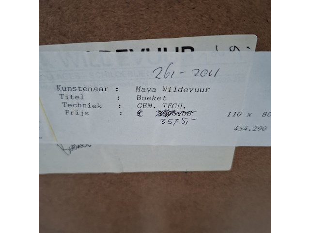 Schilderij, maya wildevuur (1944-2023), boeket, 1991, gemengde techniek - afbeelding 9 van  9